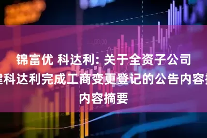 锦富优 科达利: 关于全资子公司福建科达利完成工商变更登记的公告内容摘要